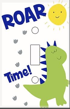 Dinosaur Boys Room Light Switch Cover Plate Kids Decorative Nursery Teen Toddler Room Decor Bedroom Bathroom Playroom (Dino Roar)