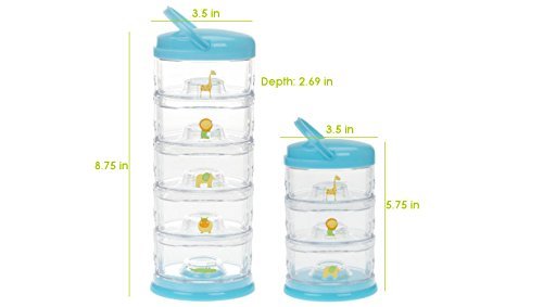 Innobaby Packin' Smart Stackable and Portable Storage System for Formula, Baby Snacks and More. 5 Stackable Cups in Mango Sorbet. BPA Free.