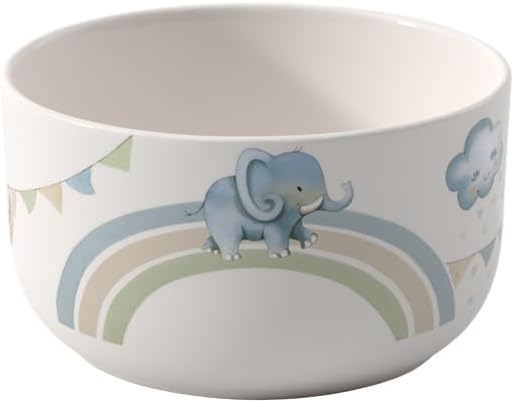 Villeroy & Boch - Boho Kids "Walk Like an Elephant" Children's Bowl, Porcelain Bowl in Boho Style, Diameter 12.5 cm, Dishwasher Safe, Microwave Safe