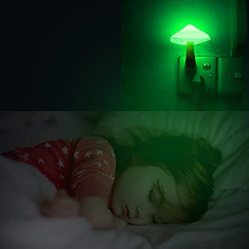 AUSAYE 5 Pack Sensor LED Night Lights Plug in Wall Lamp Mushroom Night Light for Adults Kids NightLight for Bedroom,Bathroom,Toilet,Hallway,Stairs,Kitchen,Basement Green