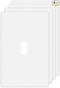 Screwless Toggle Switch Wall Plates 1-Gang Switch Outlet Electrical Cover Plate Unbreakable Thermoplastic Faceplate for Decora Receptacle Outlet Switch, White (4 Pack)