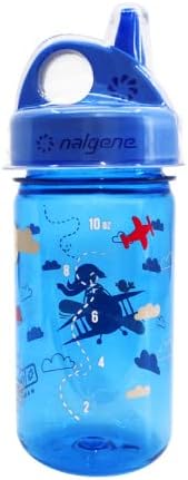 Nalgene Kids Sustain Grip-N-Gulp Water Bottles Made with Material Derived from 50% Plastic Waste, Leak Proof Sippy Cup, Durable, BPA and BPS Free, Dishwasher Safe, Reusable, 12 Ounces, Orange Volcano