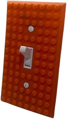 Brick Wall Plate, Single Toggle Light Switch Cover for Kids Bedroom, Game Room, 1-Gang (Orange)
