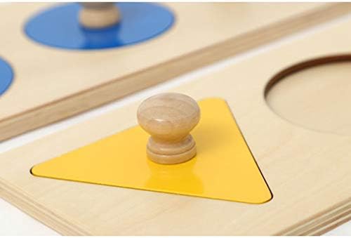 Adena Montessori Colorful Multiple Shape Puzzles Toys for 6-12 Months 1 Year Old Toddler Babies First Shapes Geometric Jumbo Knob Wooden Puzzle Color Sorter (3 Pieces)