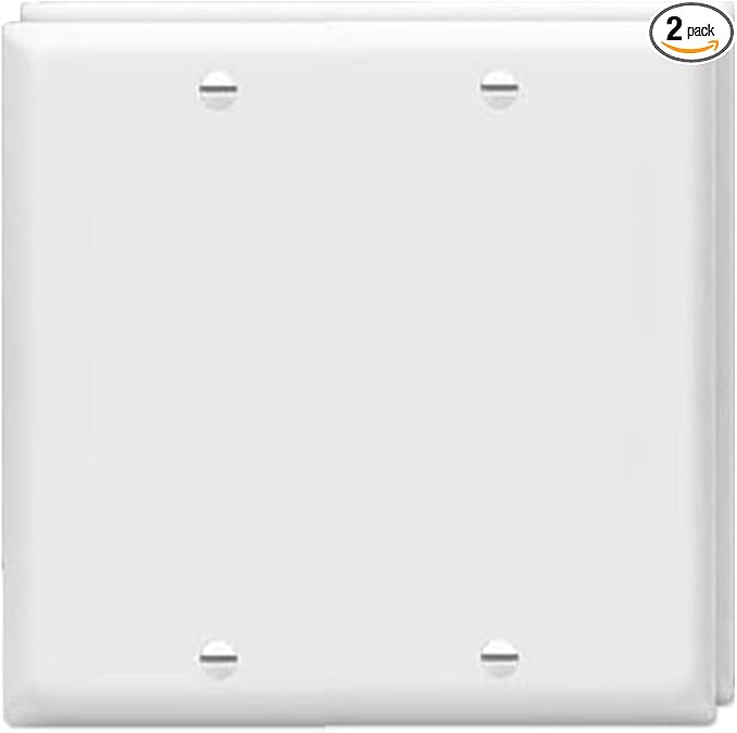 ZEFTV Blank Wall Plates 2-Gang blank Switch Outlet Electrical Cover Plate Unbreakable Thermoplastic Faceplate for Light Receptacle Outlet Switch, White (2 Pack)