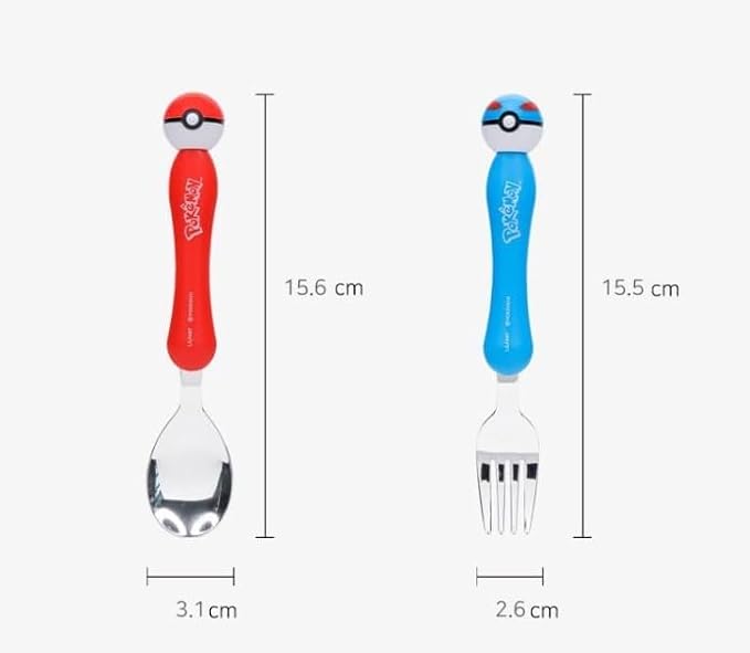 Pikachu Stainless Steel Fork and Spoon Set, Ball Style