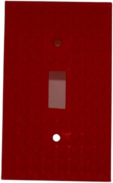 Brick Wall Plate, Single Toggle Light Switch Cover for Kids Bedroom, Game Room, 1-Gang (Red)