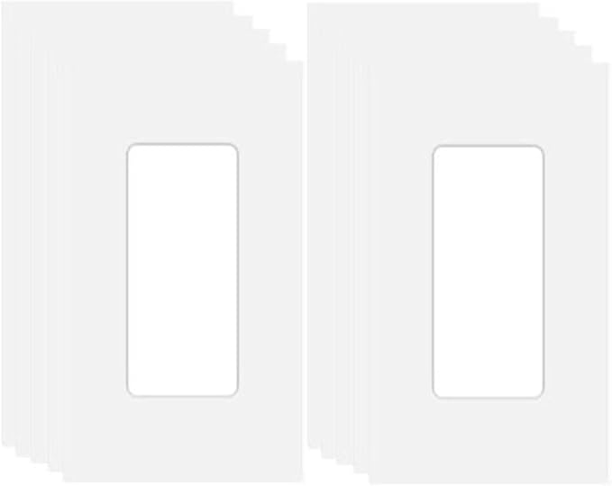 1-Gang Screwless Decorator Wall Plate Cover Single Switch Outlet Electrical Faceplate for Light Switch, Smart Switch, Receptacle, Dimmers, USB Outlet, GFCI, Child Safe Cover Plate, White (10-Pack)
