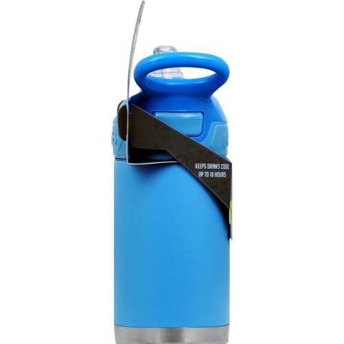 Nuby Thirsty Kids No Spill Flip-It Reflex Stainless Steel Travel Cup or Water Bottle - 10 Oz - 18+ Months - Blue - Back to School Essentials,(Pack of 12)