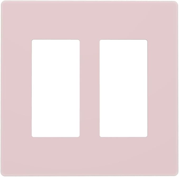 Pink 2 Gang Double Decorator Rocker Light Switch Cover Decorative Cute Girly Girl Bedroom Outlet Switch Face GFCI Wall Plate Electrical Switchplate Screwless for Dimmer
