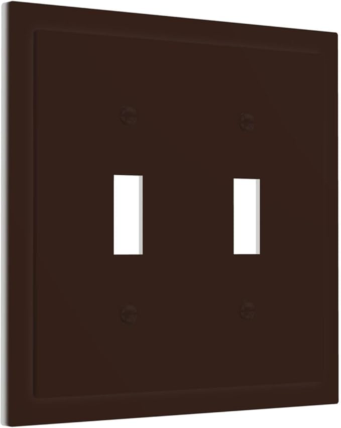 Coffee Brown Decorative 2 Gang Toggle Outlet Light Switch Cover Double Device Wall Plate Electrical Faceplate Dual Device Switchplate