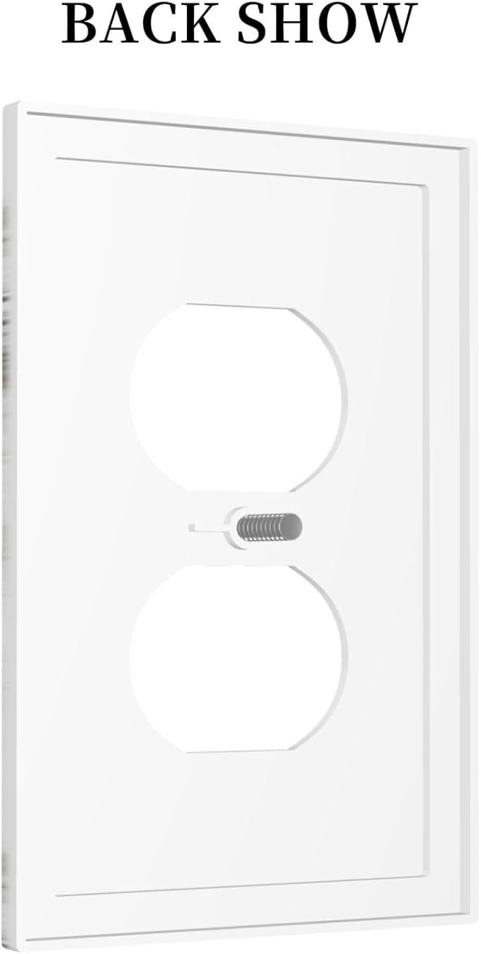 White And Gray Marble Patterns Texture Abstract Print Outlet Covers 1 Gang Duplex Light Switch Cover Decorative Switch Plates Electrical Receptacle Faceplate Wall Plate for Bathroom Kitchen Decor