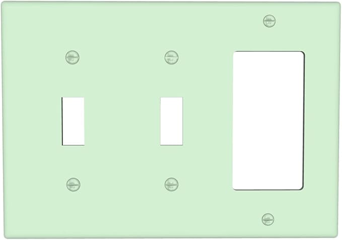 Green 3 Gang 2 Toggle 1 Rocker/GFCI/Decorator Combination Light Switch Plate Decorative Triple Toggle Wall Plate Cover Electrical Switch Face Plate
