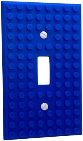Brick Wall Plate, Single Toggle Light Switch Cover for Kids Bedroom, Game Room, 1-Gang (Blue)