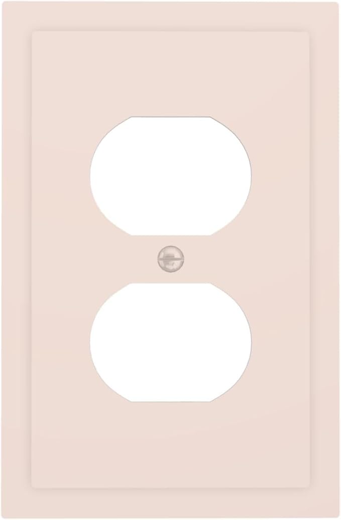 Decorative Thick Beige/Yellow 1 Gang Duplex Wall Plate Receptacle Outlet Covers, Breezy Elegant Tan/Cream Dual Device Device Light Switch Faceplate Cover