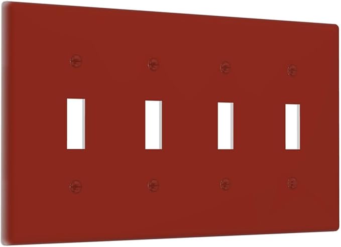 Brown 4 Gang Quad Toggle Light Switch Cover Decorative Electric Decorative Quadruple Device Switch Face Wall Plate Screwless