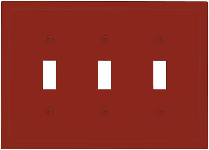 Decorative Brown/Wine Red 3 Gang Toggle Light Switch Wall Plate Cover Triple Toggle, Dark Solid Red Three Toggle Decorator Light Switch Face Wallplate Oversized