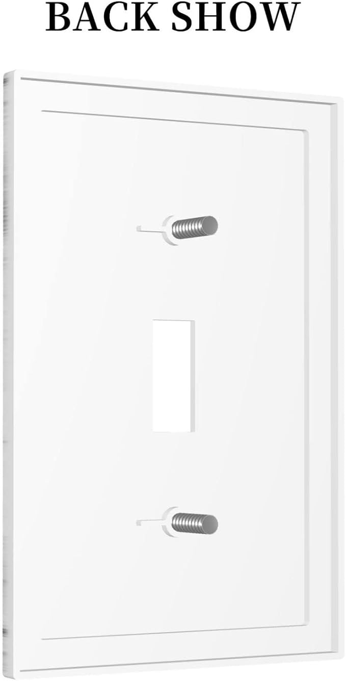 Grey White Wood 1 Gang Light Switch Plate Decorative Single Toggle Wall Plate Cover Electrical Switchplate Faceplate for Bedroom Room Decorate 5" x 3