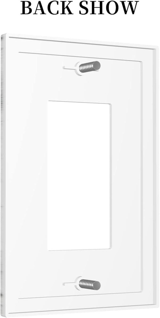 Grey White Wood 1 Gang Rocker/Decor Outlet Light Switch Wall Plate Cover Faceplate Decorative Faceplate for Bathroom Home Living Room Bedroom Decorate 5" x 3