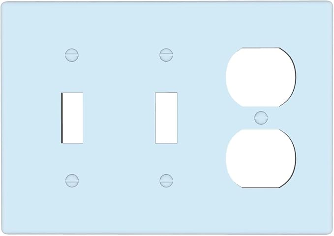 Aqua/Teal 3 Gang 2 Toggle 1 Duplex Combination Light Switch Plate Decorative Triple Toggle Wall Plate Cover Electrical Faceplate Switch Face Plate