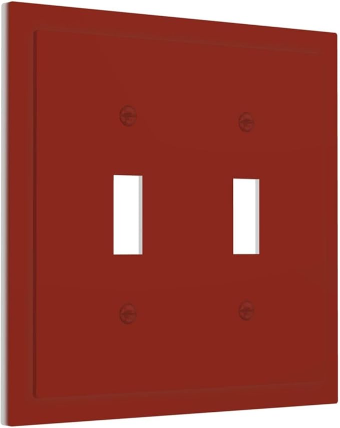Wine Red Decorative 2 Gang Toggle Outlet Light Switch Cover Colored Watercolor Solid Double Device Wall Plate Electrical Faceplate Dual Device Switchplate (Solid Red)