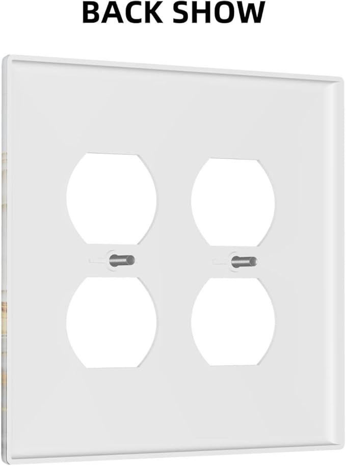 Exquisite White Gold Marble Abstract Luxurious Print Outlet Covers 2 Gang Double Duplex Decorative Light Switch Covers Electrical Wallplates Socket Faceplate for Bathroom Kitchen Decor