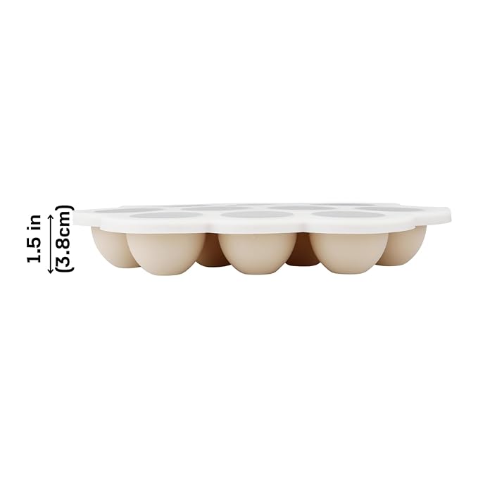 PandaEar 3-Pack Silicone Baby Food Freezer Trays with Lids - 10 Small Portions per Tray (Approx. 1oz/1.5-2 tbsp) - Flexible Storage Container for Breast Milk & Purees, Blue/Green/Beige