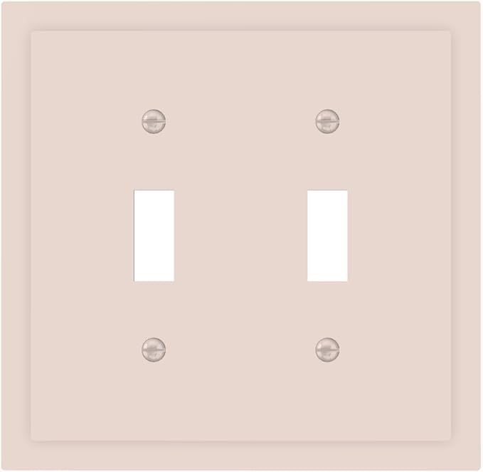 Decorative Solid Yellow Beige 2 Gang Toggle Light Switch Face Wallplate Cover, Thick Tan/Cream Electrical Double Device Decorator Switch Wall Plate Outlet Covers