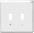 ZEFTV Toggle Light Switch Wall Plates 2-Gang Switch Electrical Cover Plate Unbreakable Thermoplastic Faceplate, White (2 Pack)