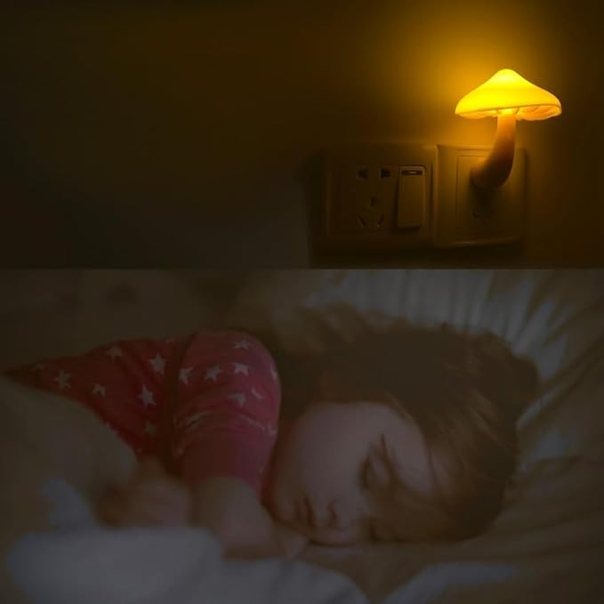 AUSAYE 5 Pack Sensor LED Night Lights Plug in Lamp Mushroom Light for Adults Kids NightLight Bedroom,Bathroom,Toilet,Hallway,Stairs,Kitchen,Basement Warm Yellow