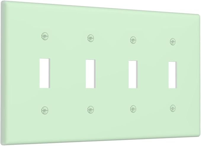 Green 4 Gang Quad Toggle Light Switch Cover Decorative Electric Decorative Quadruple Device Switch Face Wall Plate Screwless