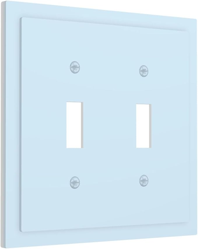 Aqua/Teal Blue Decorative 2 Gang Toggle Outlet Light Switch Cover, Light Navy Royal Ocean Blue Double Device Wall Plate Electrical Faceplate Dual Device Switchplate
