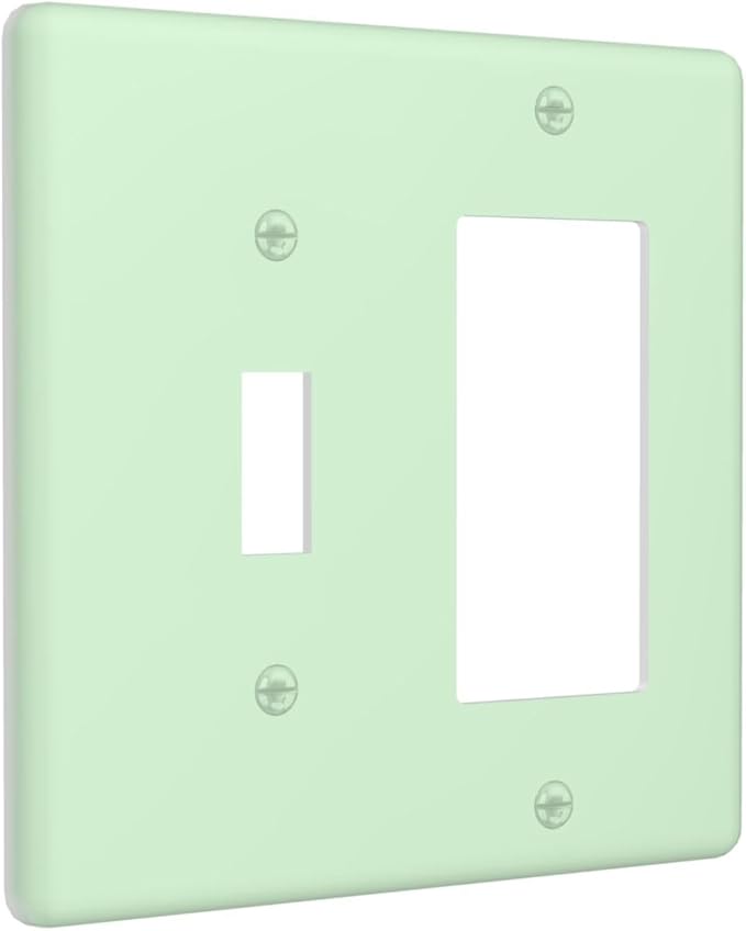 Green 2 Gang Combination Light Switch Cover Decorative 1-Toggle 1-Decorator Wall Plate Electrical GFCI Combo Receptacle Faceplate