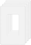Screwless Decorator Wall Plates 1-Gang Switch Outlet Electrical Cover Plate Unbreakable Thermoplastic Faceplate for Decorative Receptacle Outlet Switch, White (4 Pack)