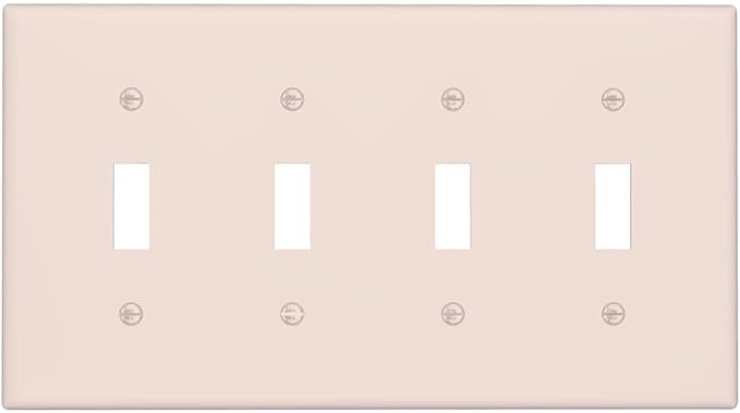 Decorative Yellow/Beige 4 Gang Quad Toggle Light Switch Cover, Solid Soft Colored Tan/Cream Electric Decorative Quadruple Device Outlet Switch Face Wall Plate Covers