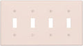 Decorative Yellow/Beige 4 Gang Quad Toggle Light Switch Cover, Solid Soft Colored Tan/Cream Electric Decorative Quadruple Device Outlet Switch Face Wall Plate Covers