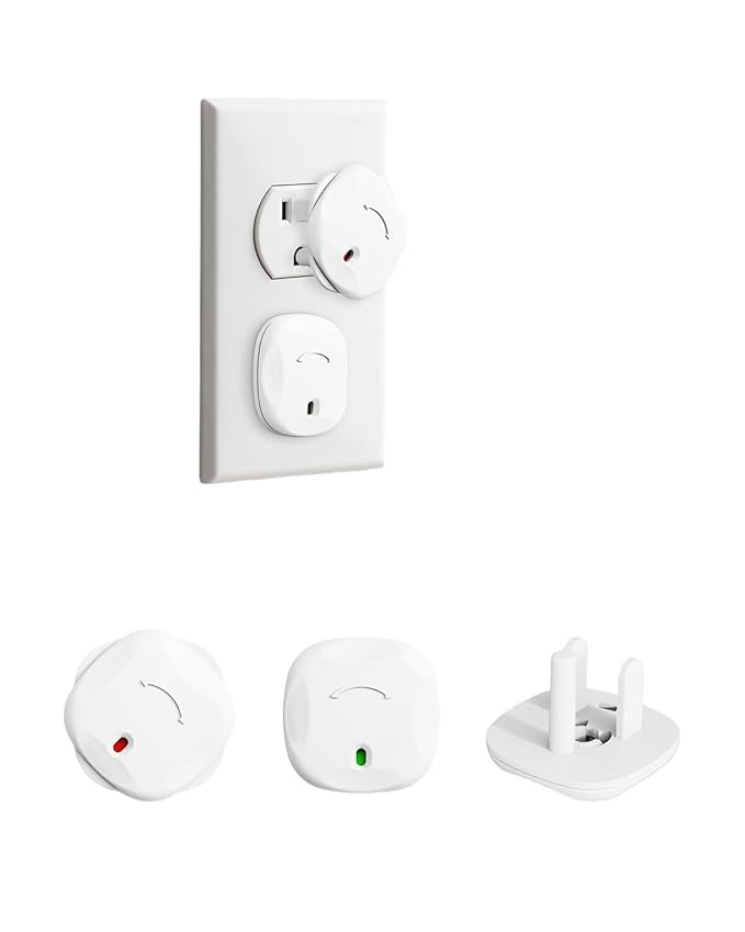 60 Pack Baby-Resistant Outlet Covers – Rotating Safety Plug Covers for US 3-Prong Electrical Outlets, Toddler & Baby Proofing Protection, Easy One-Hand Removal, White