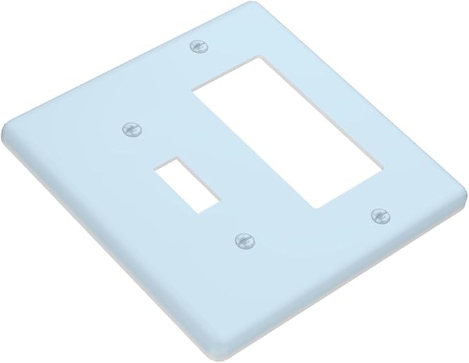 Aqua/Teal 2 Gang Combination Light Switch Cover Decorative 1-Toggle 1-Decorator Wall Plate Electrical GFCI Combo Receptacle Faceplate