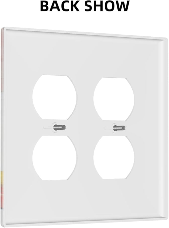 Color Block Floral Still Life Art Red Yellow Blue Abstract Outlet Covers 2 Gang Double Duplex Decorative Light Switch Covers Electrical Wallplates Socket Faceplate for Farmhouse Bedroom Decor