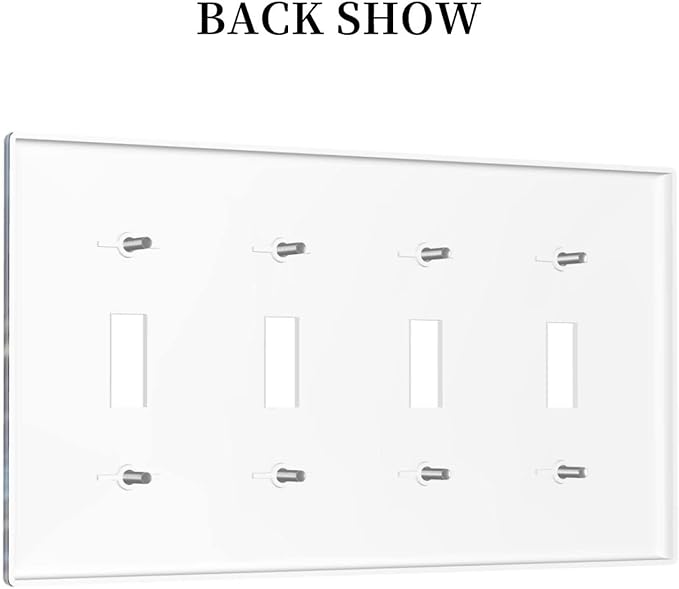 Navy Blue Marble 4 Gang Light Switch Cover Decorative Quad Toggle Wall Plate For Teen Kids Boys Bathroom Home Bedroom Art Panel Decorate 8" x 4.5