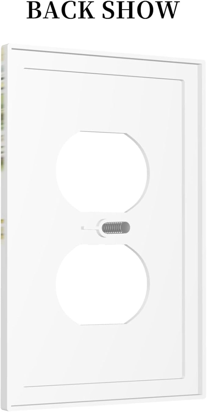 Outlet Covers Green Eucalyptus Leaves Floral Wildflower 1 Gang Duplex Light Switch Cover Decorative Switch Plates Electrical Receptacle Faceplate Wall Plate For Bed Room Living Room Decor