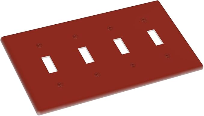 Brown 4 Gang Quad Toggle Light Switch Cover Decorative Electric Decorative Quadruple Device Switch Face Wall Plate Screwless