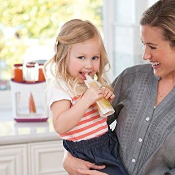 Infantino Disposable Squeeze Pouches, Baby Food Pouches for Portable Homemade Semi-Solid Food for Babies and Toddlers, BPA and PVC free, Freezer Safe, 50-Pack