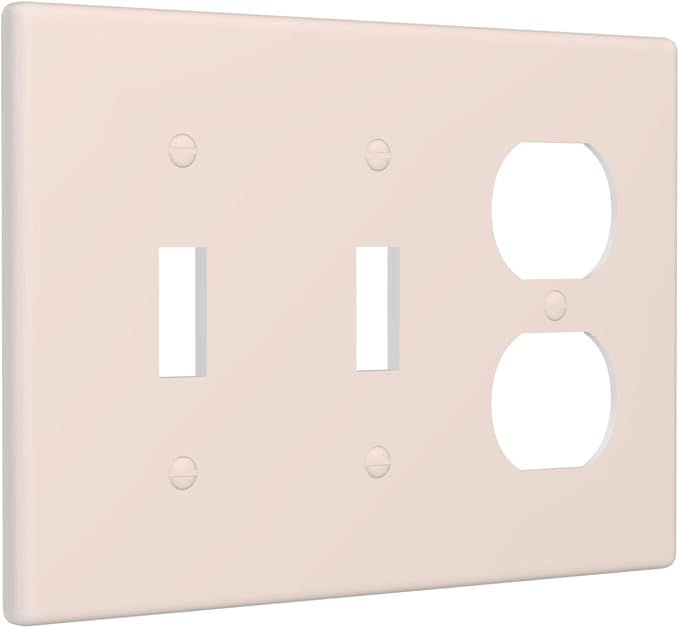 Beige 3 Gang 2 Toggle 1 Duplex Combination Light Switch Plate Decorative Triple Toggle Wall Plate Cover Electrical Faceplate Switch Face Plate