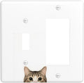 Cat Single Toggle Rocker Combination Wall Plate Decorative 2 Gang Light Switch Covers Electrical Switchplate Home Decorate Faceplat for Bathroom Bedroom Kitchen Room 4.5 x 4.5 Inch