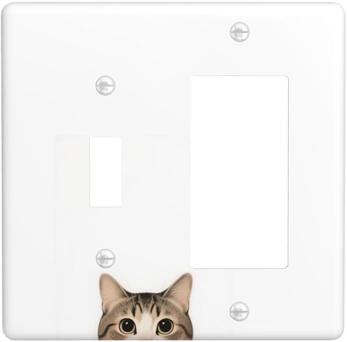 Cat Single Toggle Rocker Combination Wall Plate Decorative 2 Gang Light Switch Covers Electrical Switchplate Home Decorate Faceplat for Bathroom Bedroom Kitchen Room 4.5 x 4.5 Inch