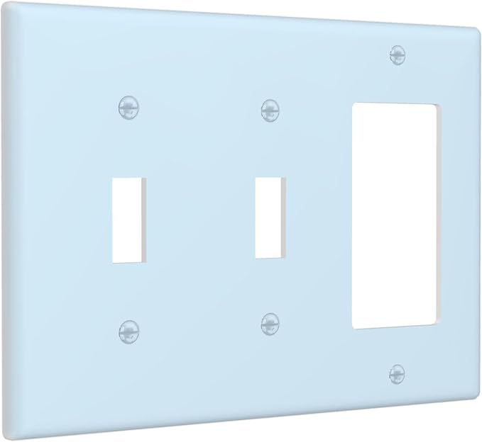 Aqua/Teal 3 Gang 2 Toggle 1 Rocker/GFCI/Decorator Combination Light Switch Plate Decorative Triple Toggle Wall Plate Cover Electrical Switch Face Plate