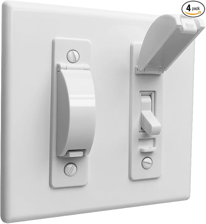 Wall Switch Guard, ILIVABLE Childproof Light Switch Plate Covers Protects Your Lights or Circuits from being Accidentally Turned On or Off by Children and Adults (White, 4 Pack)