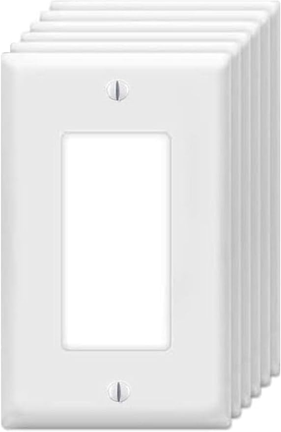 ZEFTV Decorator Wall Plates 1-Gang Switch Outlet Electrical Cover Plate Unbreakable Thermoplastic Faceplate for Light Receptacle Outlet Switch, White (6 Pack)