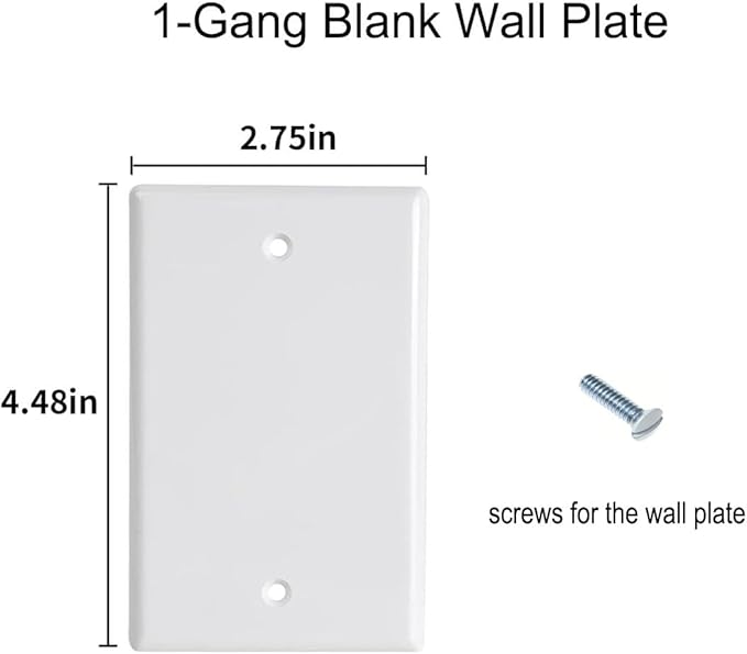 ZEFTV Blank Wall Plates 1-Gang blank Switch Outlet Electrical Cover Plate Unbreakable Thermoplastic Faceplate for Light Receptacle Outlet Switch, White (100 Pack)
